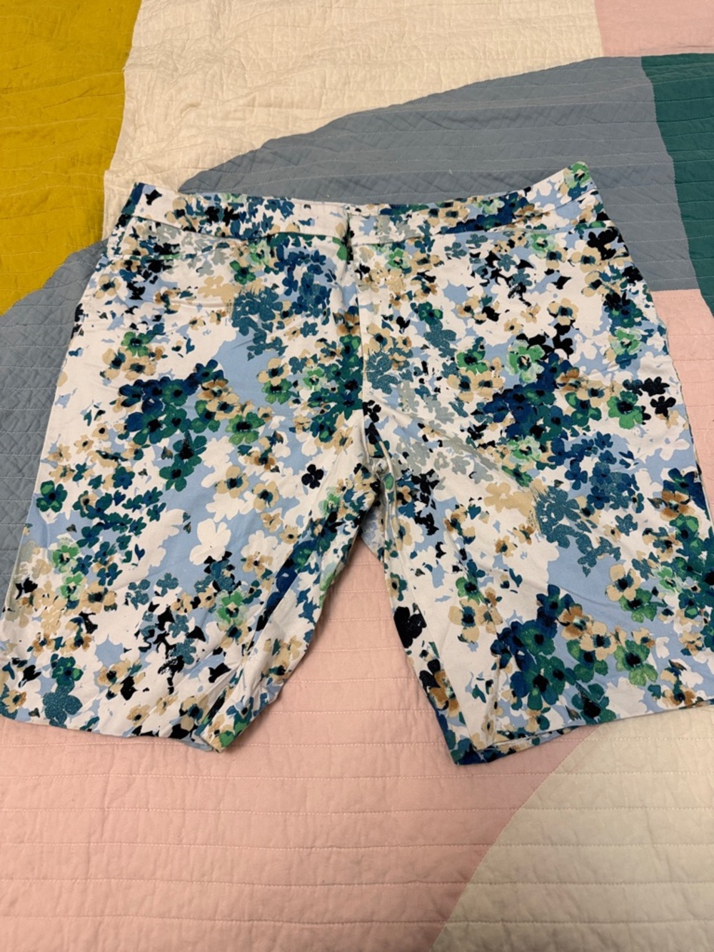 Coldwater Creek White Shorts with Blue & Green Floral print